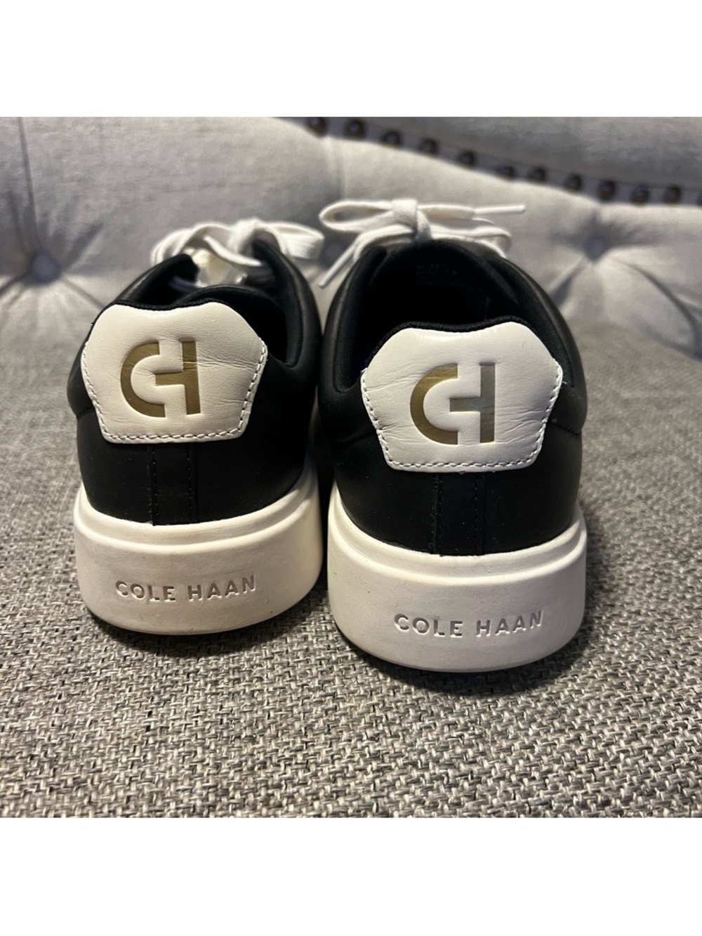 Cole Haan Black and White Leather Sneakers - Picture 3 of 3